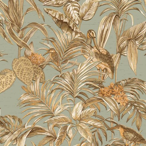 DUTCH WALLCOVERINGS Tapeta Bird-of-Paradise teal modra