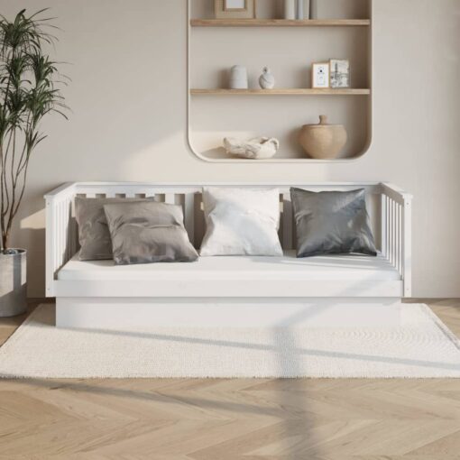 Dnevna postelja bela 100x200 cm trdna borovina