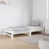 Izvlečna dnevna postelja bela 2x(90x190) cm trdna borovina