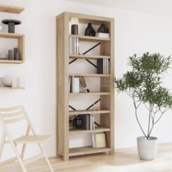 Knjižna omara 7-nadstropna 80x30x200 cm trden akacijev les
