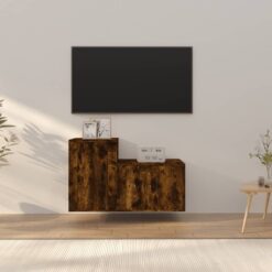 Komplet TV omaric 2-delni dimljen hrast inženirski les