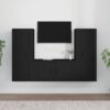Komplet TV omaric 3-delni črn inženirski les