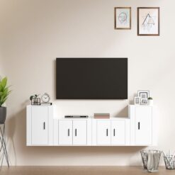 Komplet TV omaric 4-delni bel inženirski les