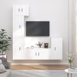 Komplet TV omaric 5-delni bel inženirski les