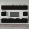 Komplet TV omaric 6-delni črn inženirski les