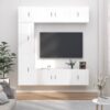 Komplet TV omaric 7-delni visok sijaj bel inženirski les