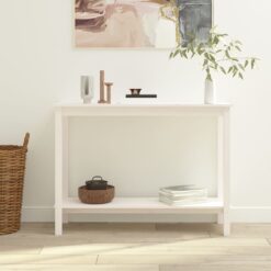 Konzolna mizica bela 110x40x80 cm trdna borovina