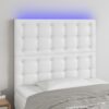 LED posteljno vzglavje belo 100x5x118/128 cm umetno usnje