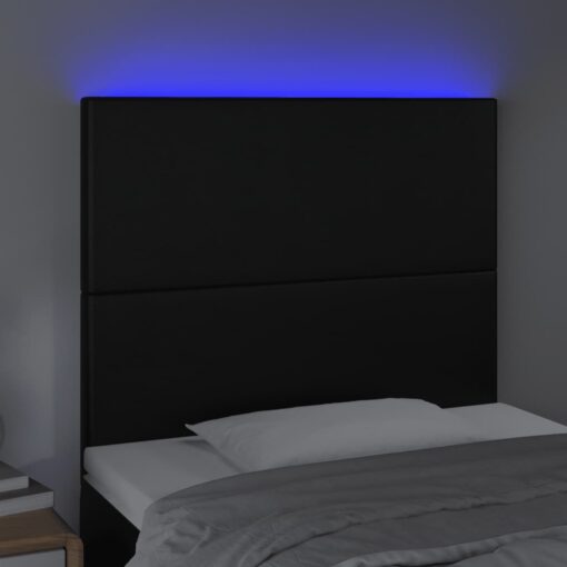 LED posteljno vzglavje črno 100x5x118/128 cm umetno usnje - Image 3