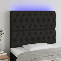 LED posteljno vzglavje črno 100x7x118/128 cm blago