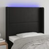 LED posteljno vzglavje črno 103x16x118/128 cm umetno usnje