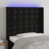 LED posteljno vzglavje črno 103x16x118/128 cm umetno usnje