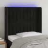 LED posteljno vzglavje črno 103x16x118/128 cm žamet