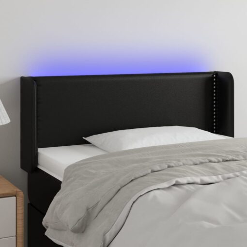 LED posteljno vzglavje črno 103x16x78/88 cm umetno usnje