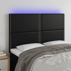 LED posteljno vzglavje črno 144x5x118/128 cm umetno usnje