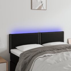 LED posteljno vzglavje črno 144x5x78/88 cm umetno usnje