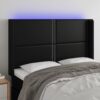 LED posteljno vzglavje črno 147x16x118/128 cm umetno usnje
