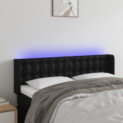 LED posteljno vzglavje črno 147x16x78/88 cm umetno usnje