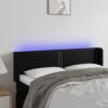 LED posteljno vzglavje črno 147x16x78/88 cm umetno usnje