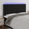 LED posteljno vzglavje črno 160x5x118/128 cm umetno usnje