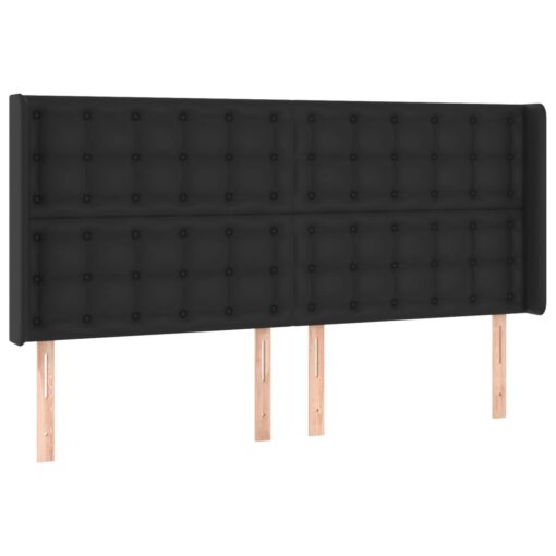 LED posteljno vzglavje črno 163x16x118/128 cm umetno usnje - Image 3