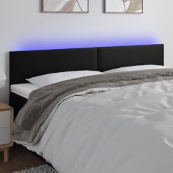 LED posteljno vzglavje črno 180x5x78/88 cm umetno usnje