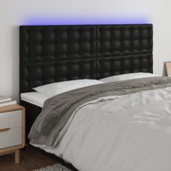 LED posteljno vzglavje črno 200x5x118/128 cm umetno usnje