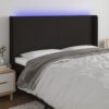 LED posteljno vzglavje črno 203x16x118/128 cm blago