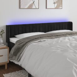 LED posteljno vzglavje črno 203x16x78/88 cm žamet