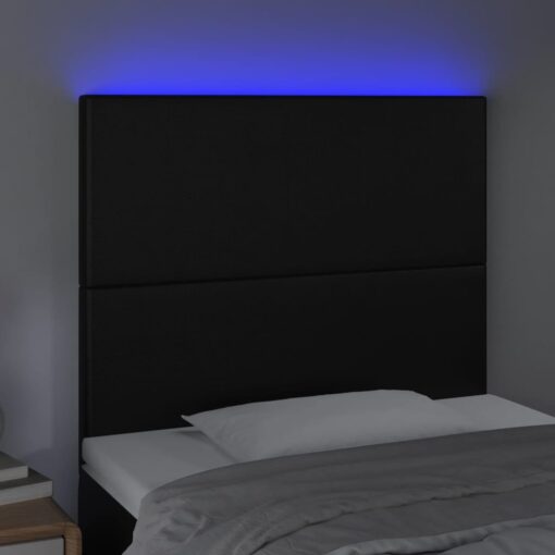 LED posteljno vzglavje črno 80x5x118/128 cm umetno usnje - Image 3