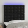 LED posteljno vzglavje črno 80x5x118/128 cm umetno usnje