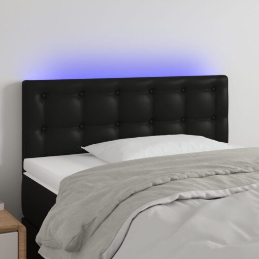 LED posteljno vzglavje črno 80x5x78/88 cm umetno usnje