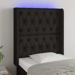 LED posteljno vzglavje črno 83x16x118/128 cm blago
