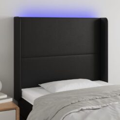 LED posteljno vzglavje črno 83x16x118/128 cm umetno usnje