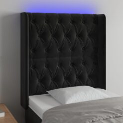 LED posteljno vzglavje črno 83x16x118/128 cm žamet