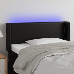 LED posteljno vzglavje črno 83x16x78/88 cm umetno usnje