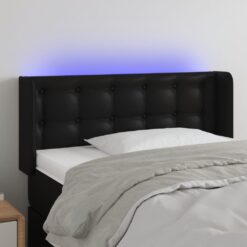 LED posteljno vzglavje črno 83x16x78/88 cm umetno usnje