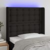 LED posteljno vzglavje črno 93x16x118/128 cm blago