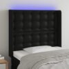 LED posteljno vzglavje črno 93x16x118/128 cm umetno usnje