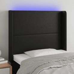 LED posteljno vzglavje črno 93x16x118/128 cm umetno usnje