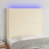 LED posteljno vzglavje krem 100x5x118/128 cm umetno usnje