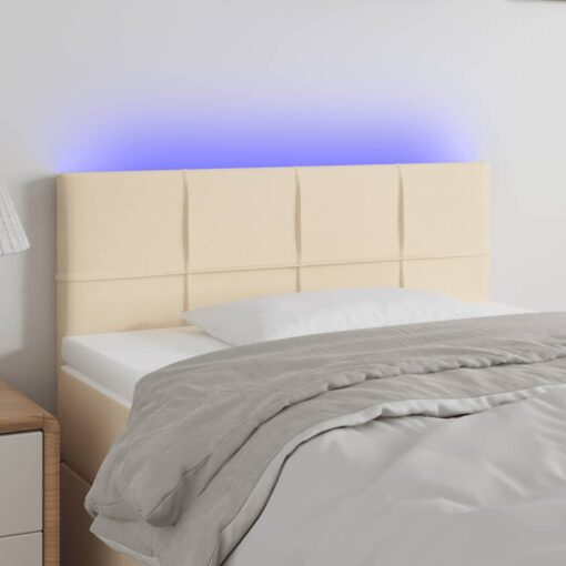 LED posteljno vzglavje krem 100x5x78/88 cm blago