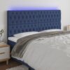 LED posteljno vzglavje modro 200x7x118/128 cm blago