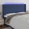 LED posteljno vzglavje modro 203x16x118/128 cm blago