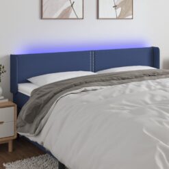 LED posteljno vzglavje modro 203x16x78/88 cm blago
