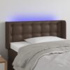 LED posteljno vzglavje rjavo 103x16x78/88 cm umetno usnje