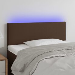 LED posteljno vzglavje rjavo 80x5x78/88 cm umetno usnje