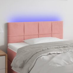 LED posteljno vzglavje roza 100x5x78/88 cm žamet