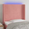 LED posteljno vzglavje roza 103x16x118/128 cm žamet