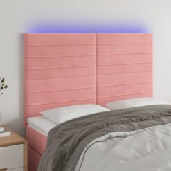 LED posteljno vzglavje roza 144x5x118/128 cm žamet
